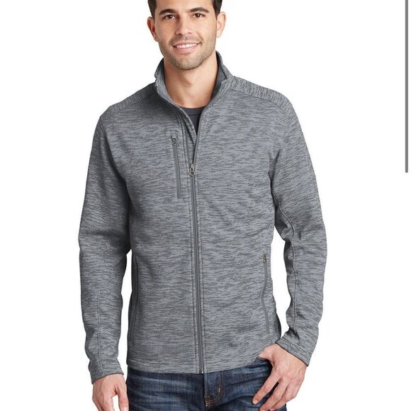 Port Authority Digi Stripe Fleece Jacket Grey S NWT IN PACKAGE - Picture 1 of 7